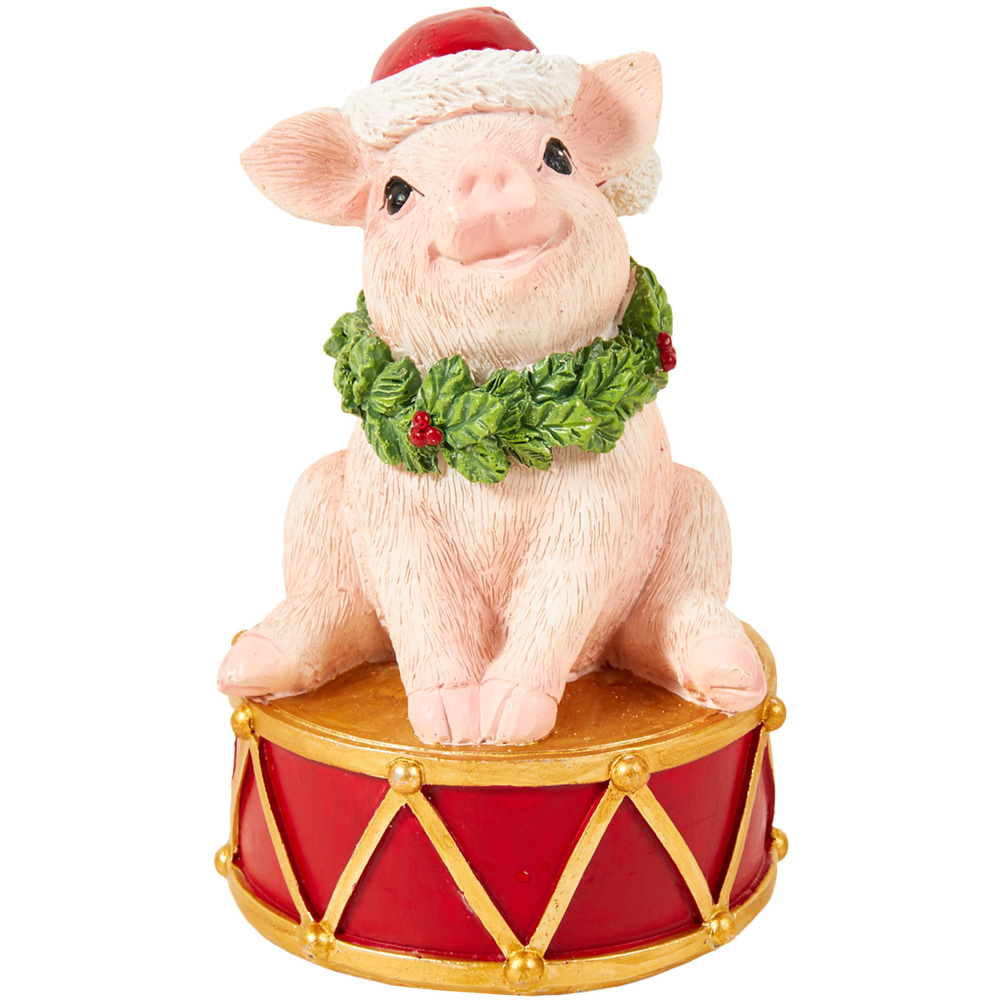 Christmas Pig Sat On A Drum - Pink Image 1