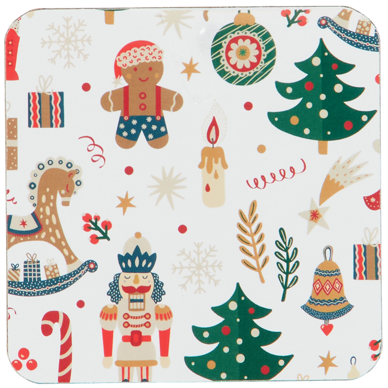 Pack of 4 Xmas Cork Back Placemats and Coasters - Multicolour Image 2