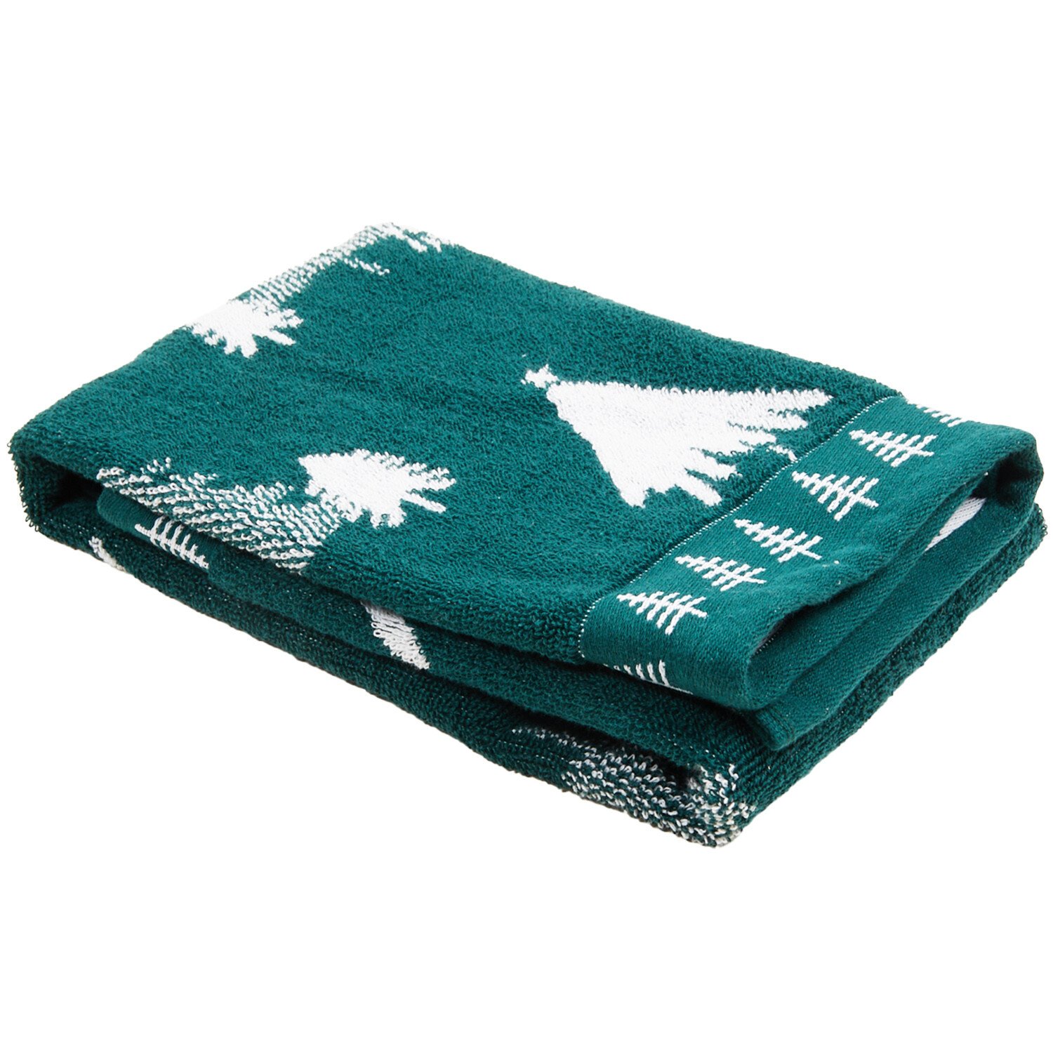 Christmas Tree Cotton Hand Towel - Green Image 3