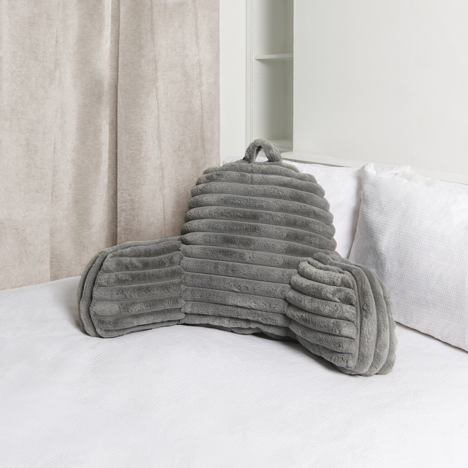 Ribbed Faux Fur Cuddle Chair Grey Image 6