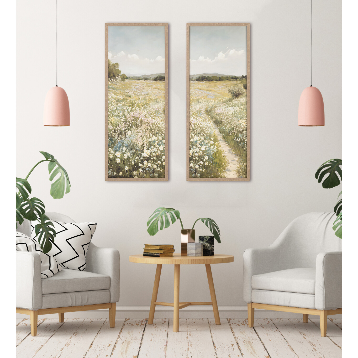 Set of 2 In the Meadows Canvases Green Image 8