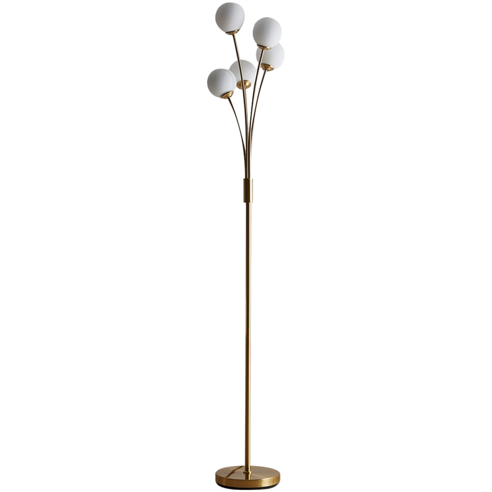 Kliving Mabel 5 Light Satin Brass Floor Lamp Image 1