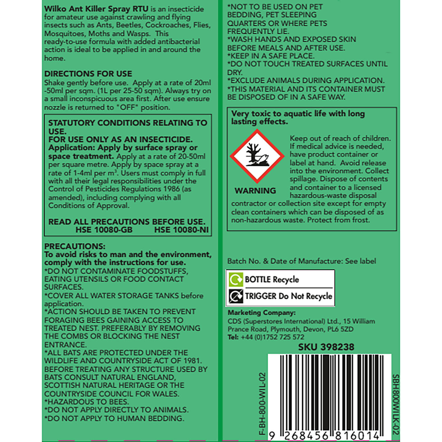 wilko Ant Killer Spray - Green Image 2