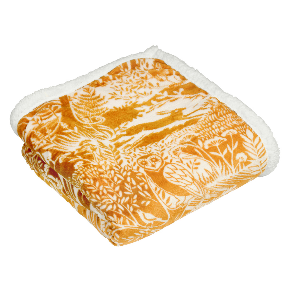 furn. Winter Ochre Woods Fleece Throw 130 x 150cm Image 3