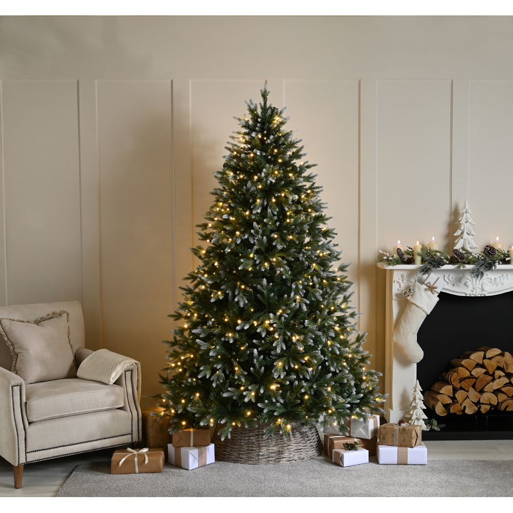 Festive Warm White LED Pre-Lit Frosted Belvedere Pine Artificial Christmas Tree 7.9ft Image 2