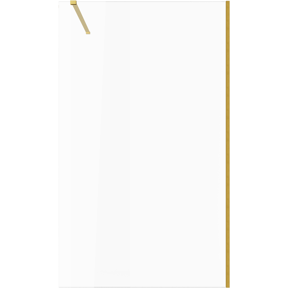 Bathstore Nero Glass Wetroom Shower Panel with Brushed Brass Profile and Front Bar 1400mm Image 4