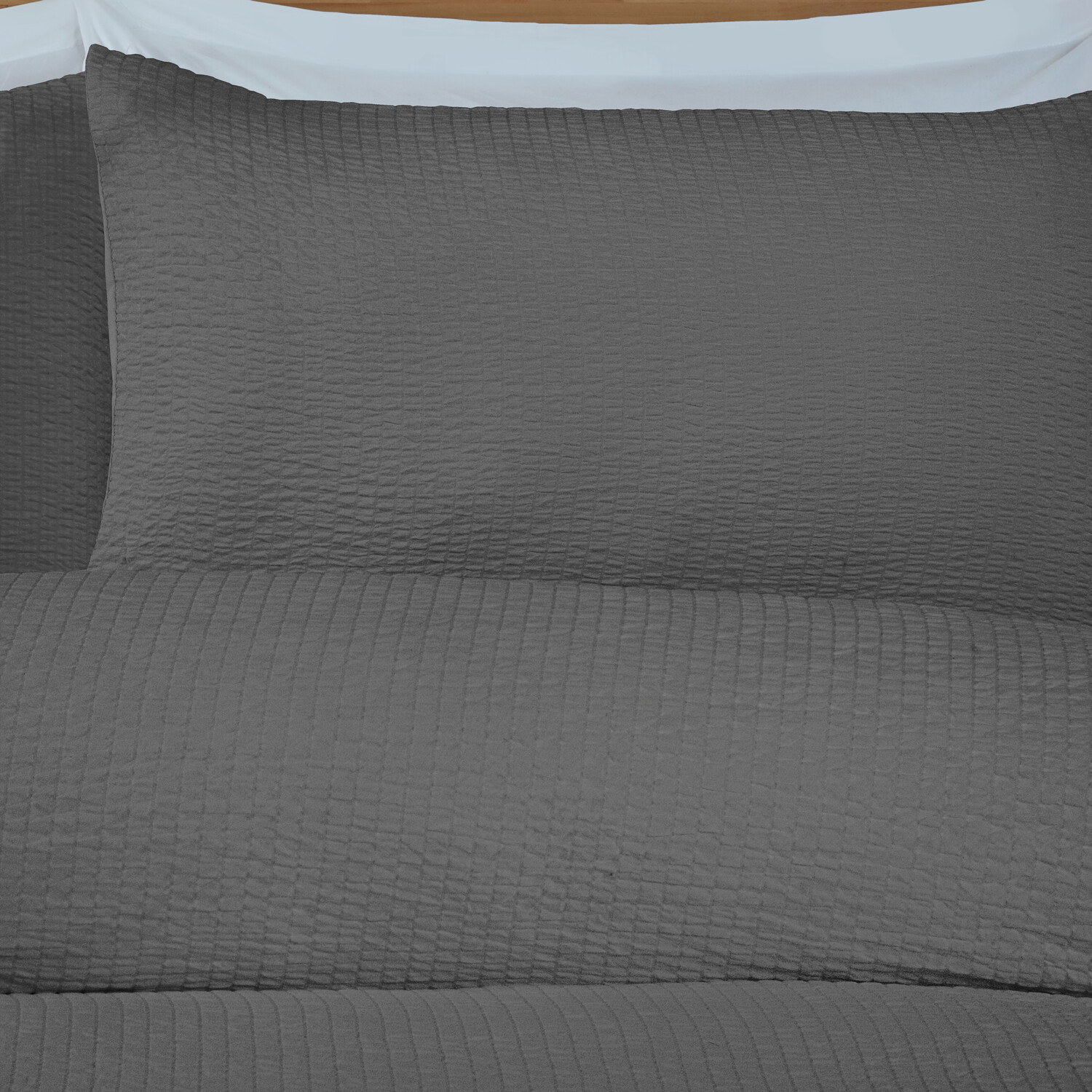 Seersucker Washable Duvet Set Charcoal King Image 4