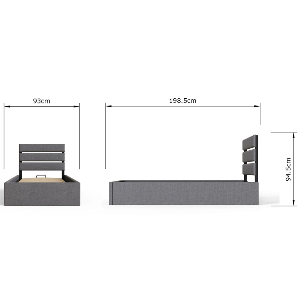 GFW Hudson Single Grey End Lift Ottoman Bed Image 9