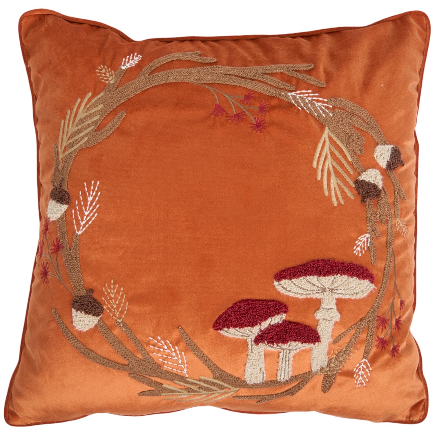 Toadstool Wreath Cushion Orange Image 1