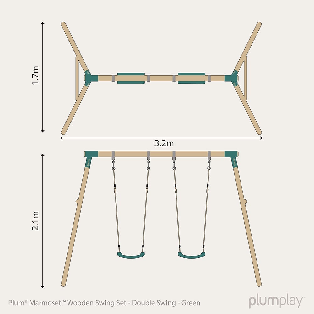 Plum Play Marmoset Green Wooden Swing Set Image 5