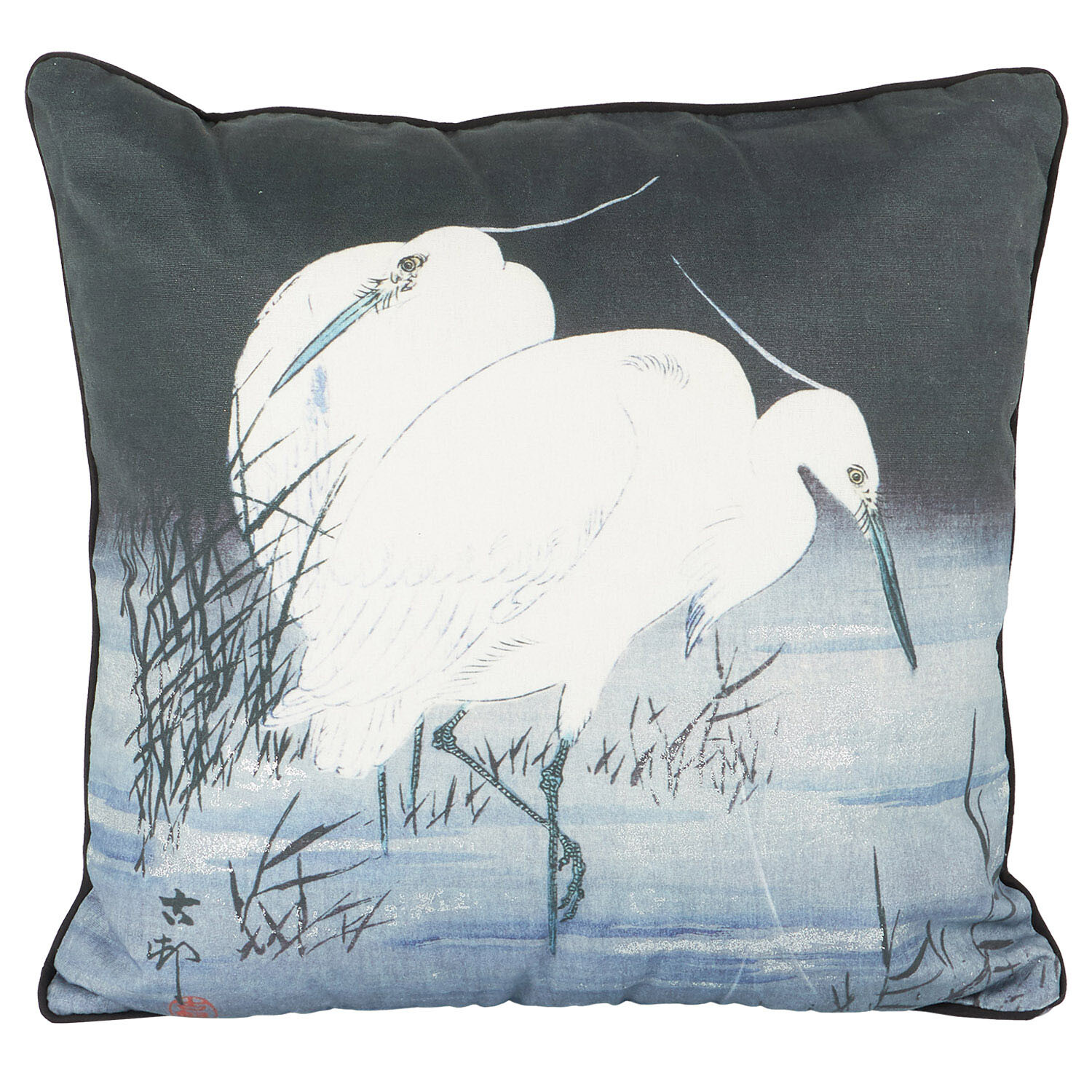 Ohara Kohson Oriental Cranes Cushion - Multicolour Image 2