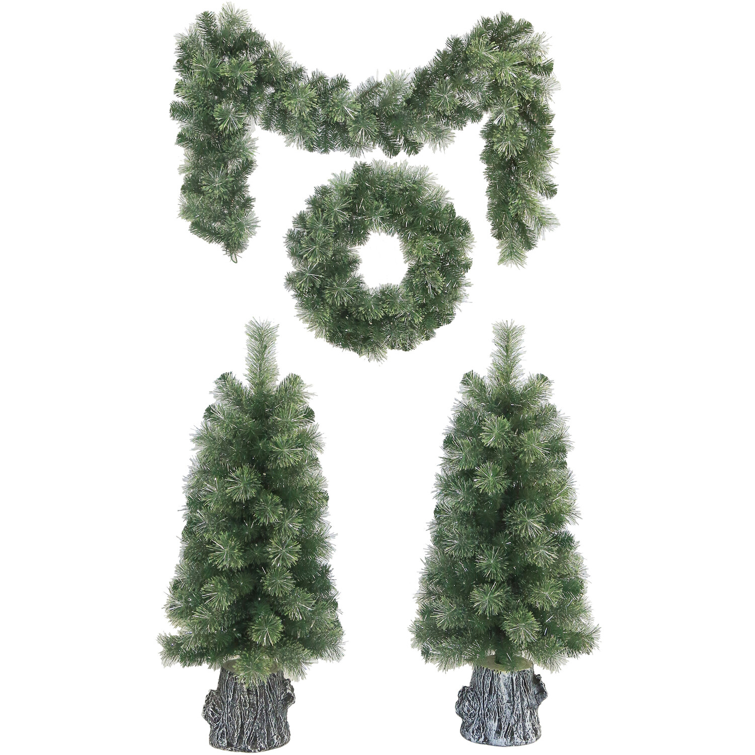 4 Piece Newbury Pre Lit Porch Set Green Image 3