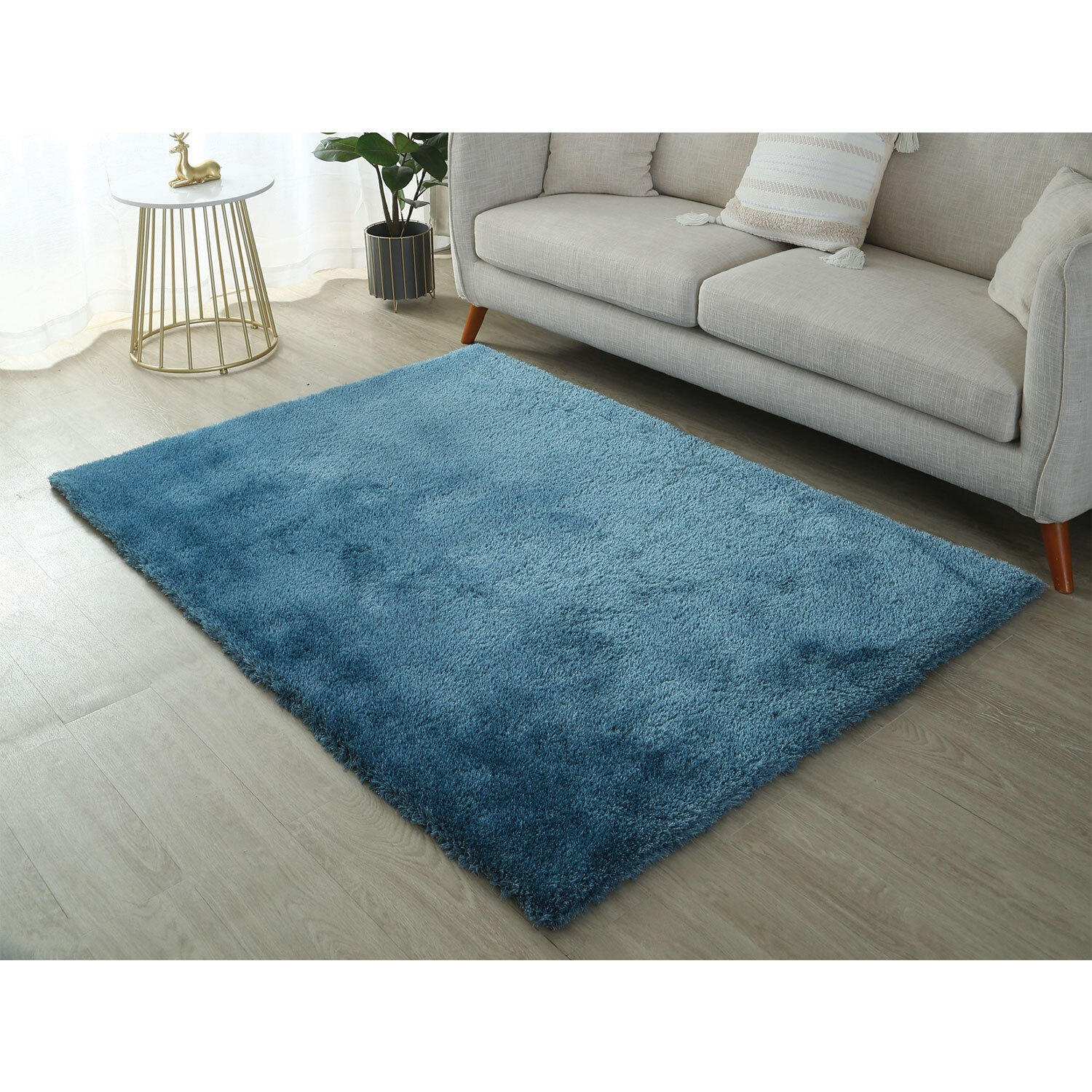 Radiant Blue Shaggy Rug 120 x 170cm Image 2