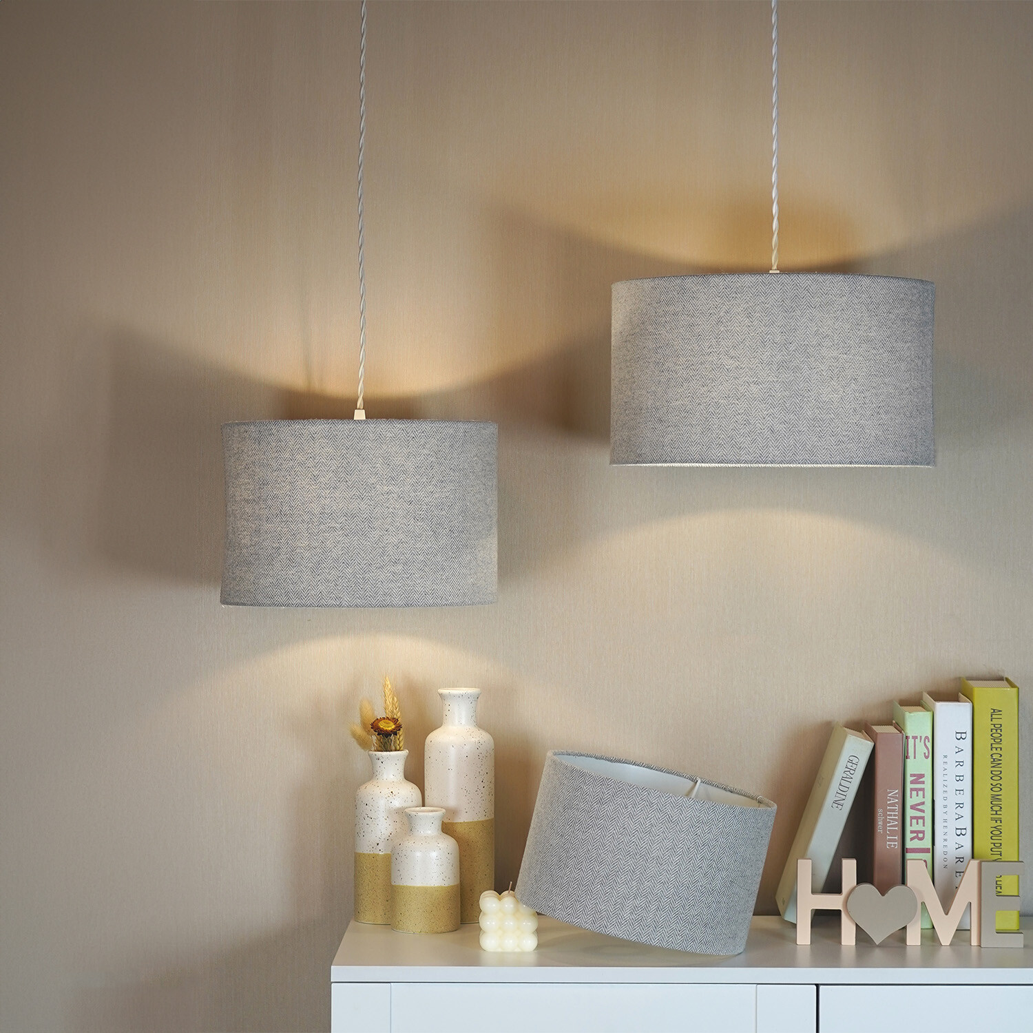 Woven Drum Shade - Grey / 30cm Image 3