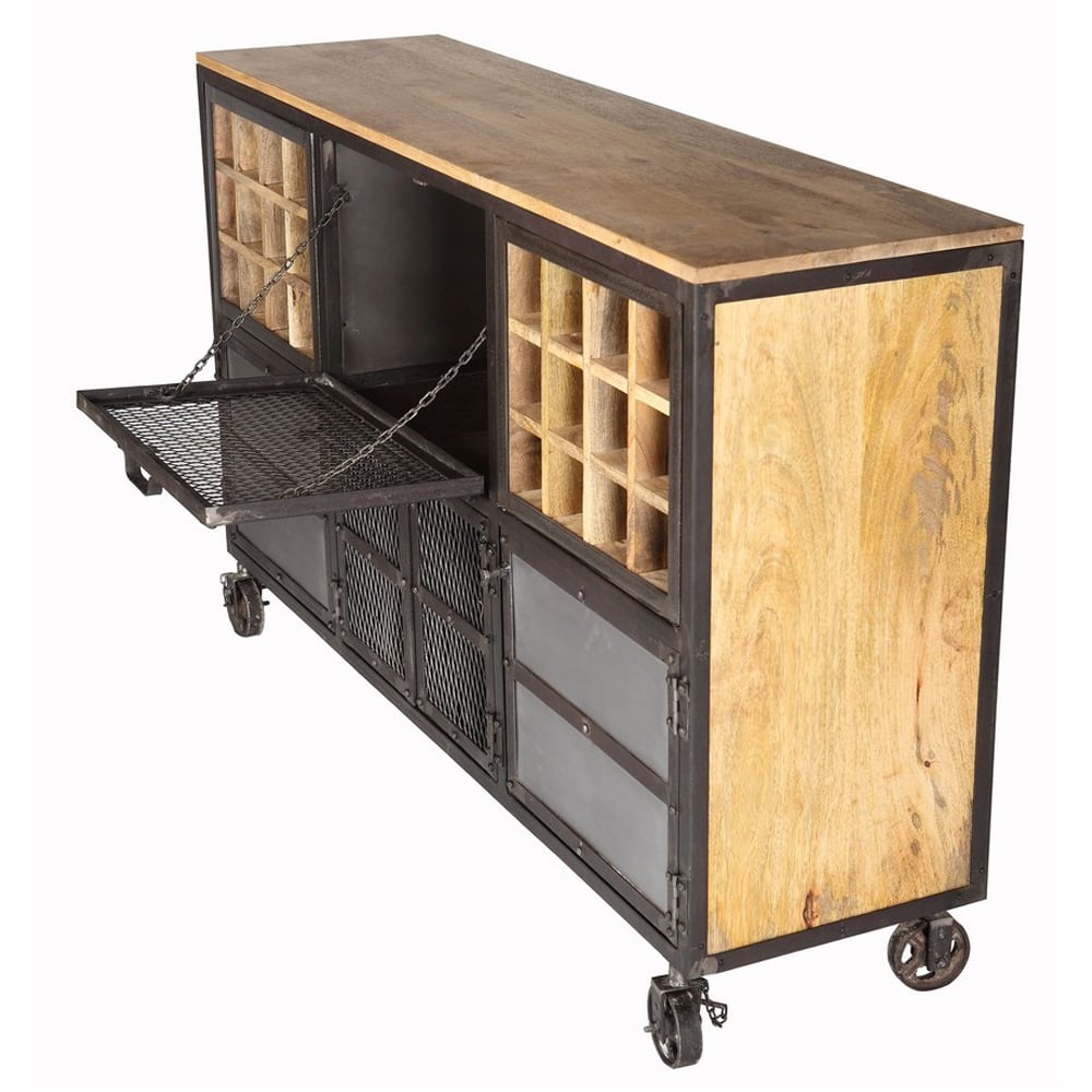 Brooklyn Daisy 4 Door Bar Cabinet with Wine Rack Image 3