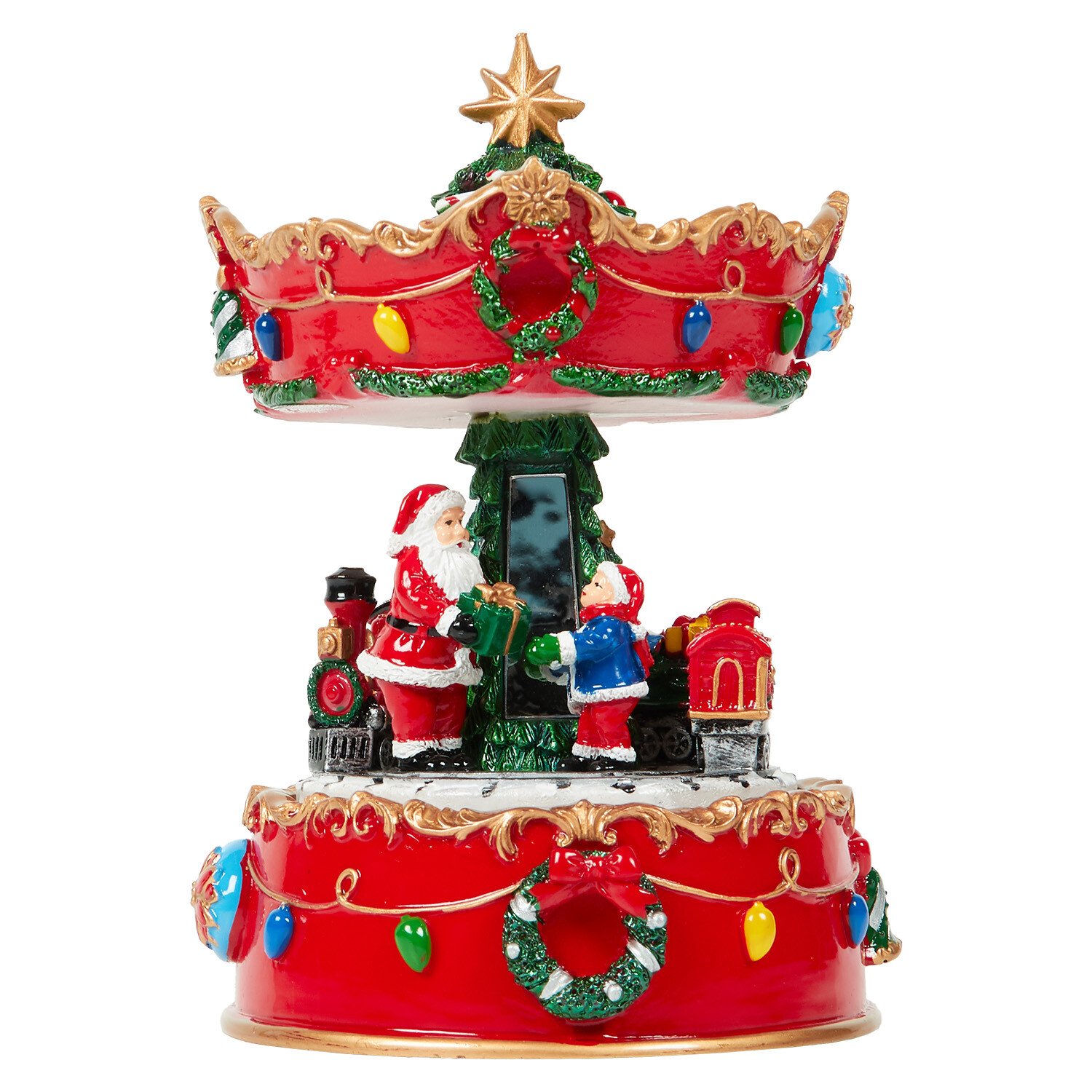 Traditional Wind Up Carousel Multicolour Image 1