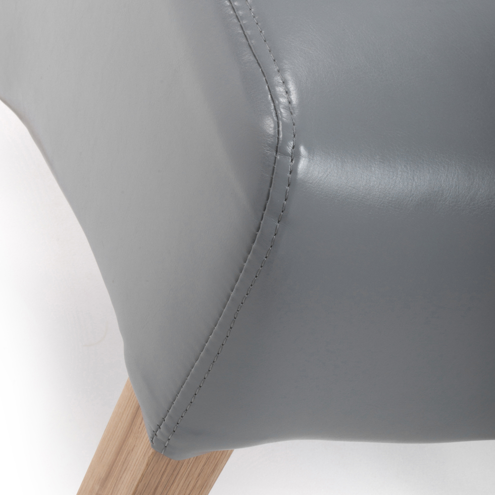 Krista Set of 2 Grey Bonded Leather Roll Back Dining Chair Image 5