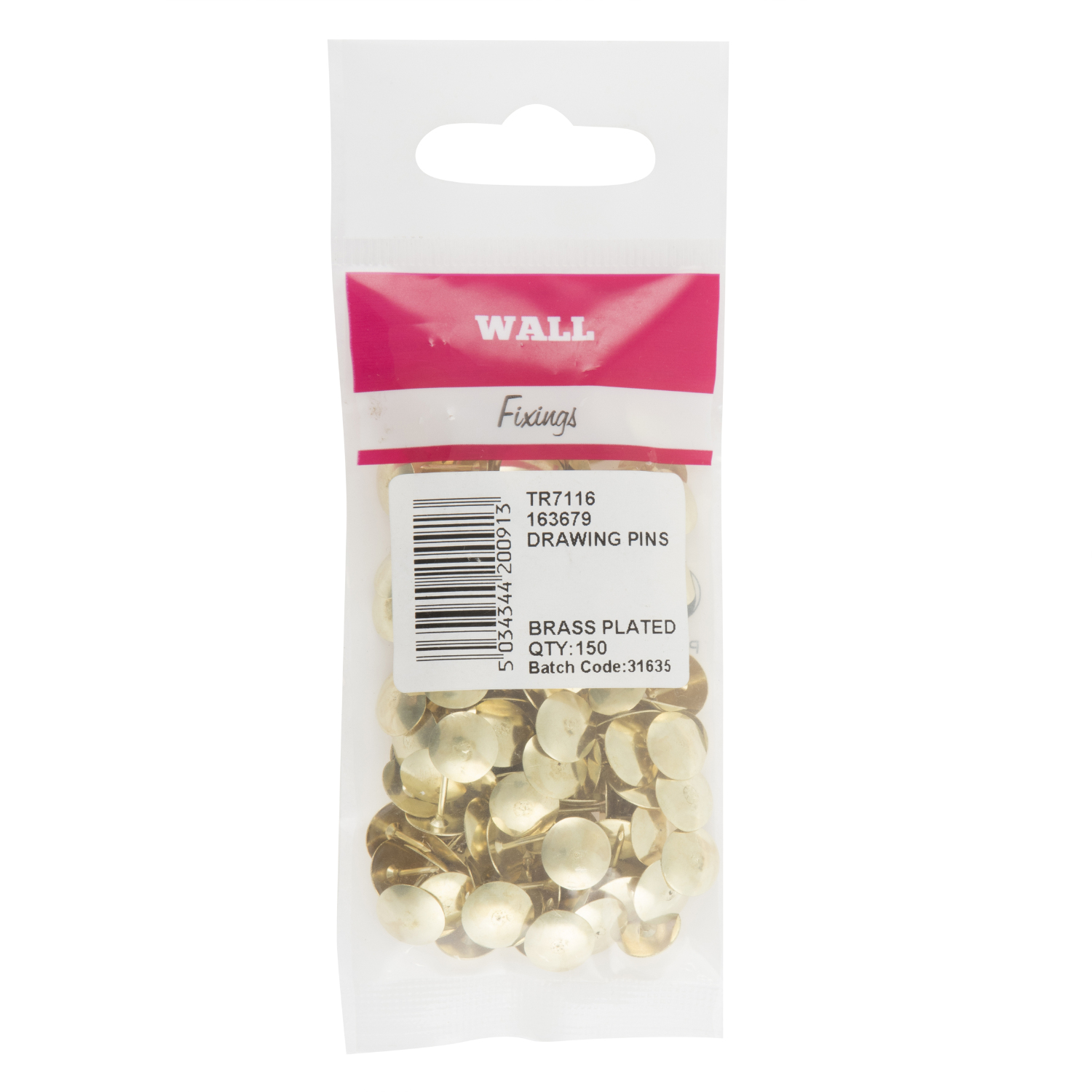 Hiatt Drawing Pins - Brass Plated Image 1