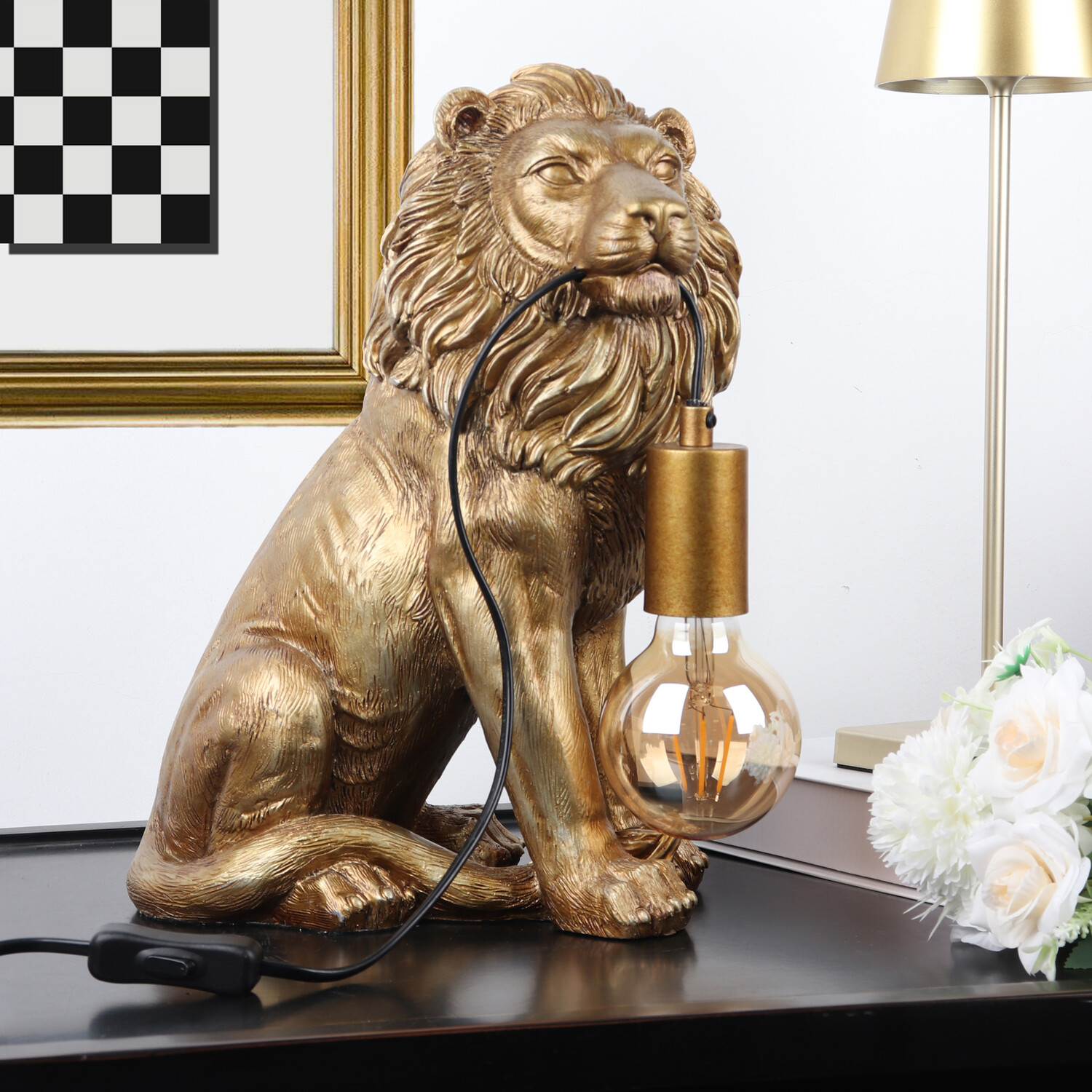 Lion Bulb Table Lamp Gold Image 5