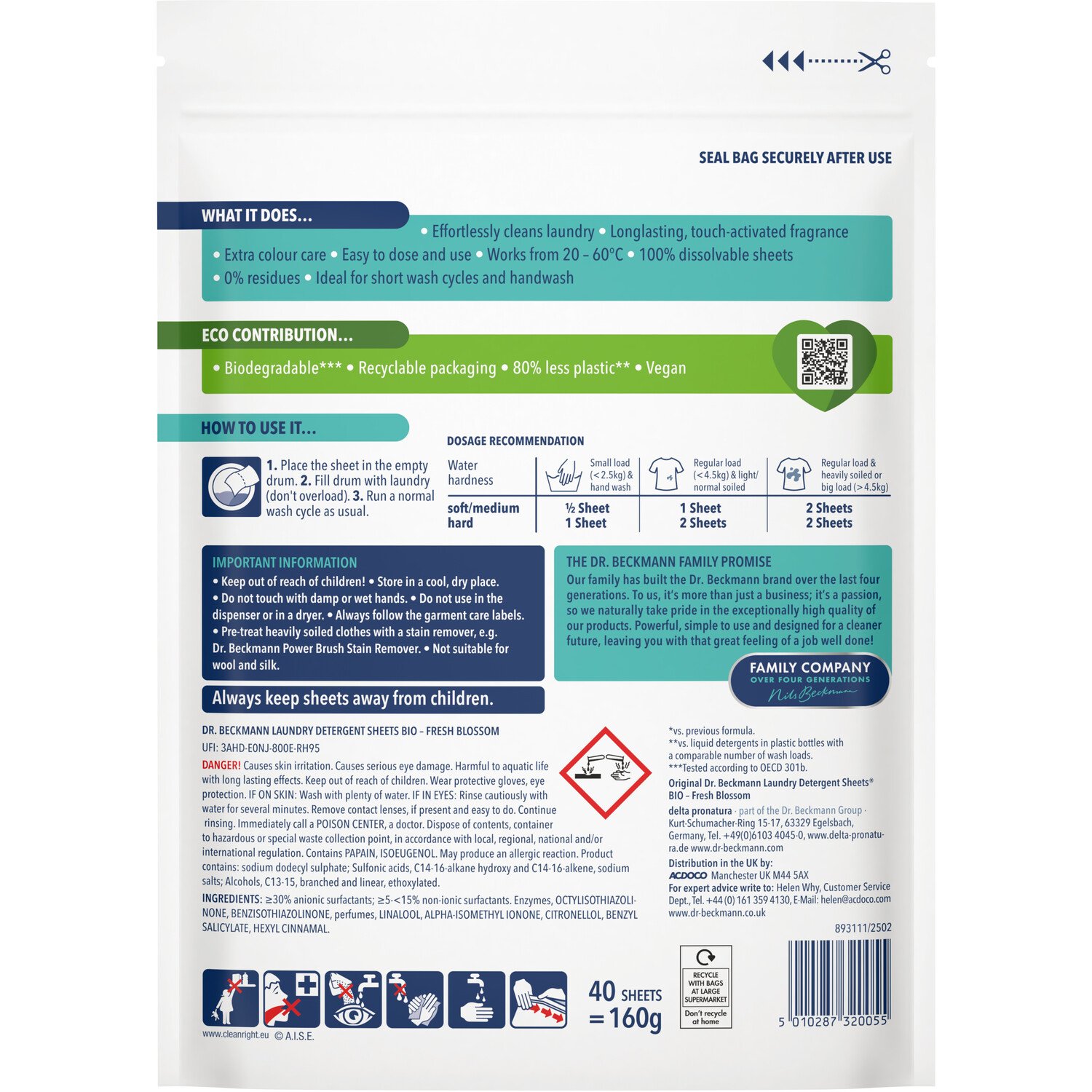 Pack of 40 Dr Beckmann Bio Laundry Sheets Image 2