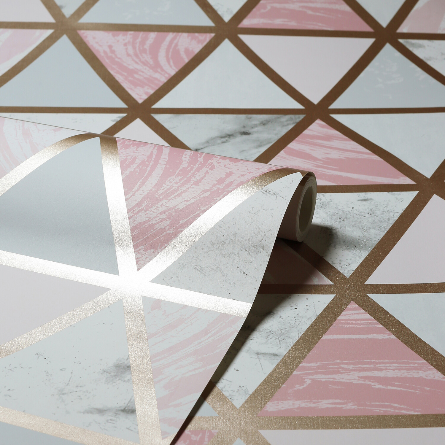 Marble Geometrical Wallpaper - Pink Grey Image 6