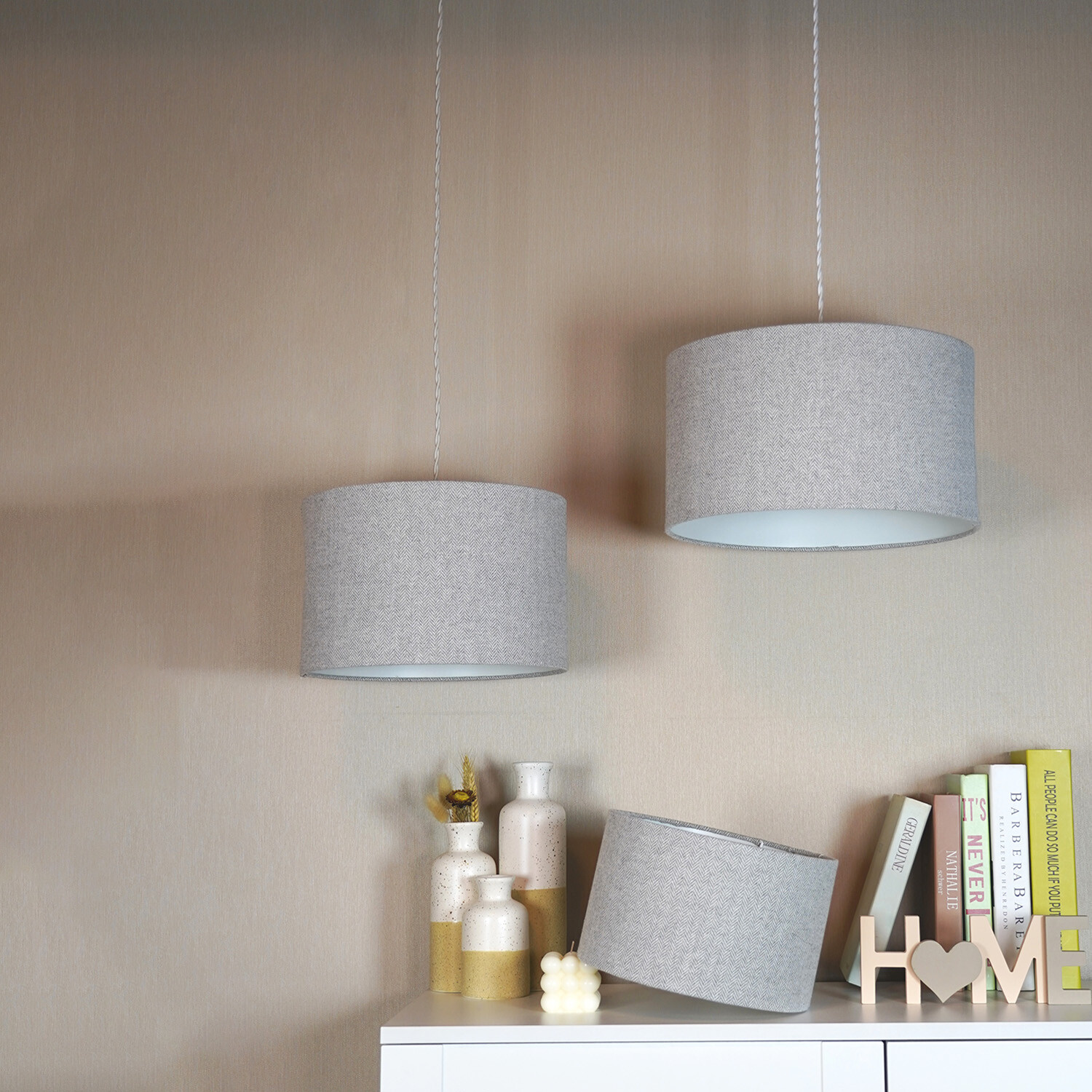 Woven Drum Shade - Grey / 25cm Image 3