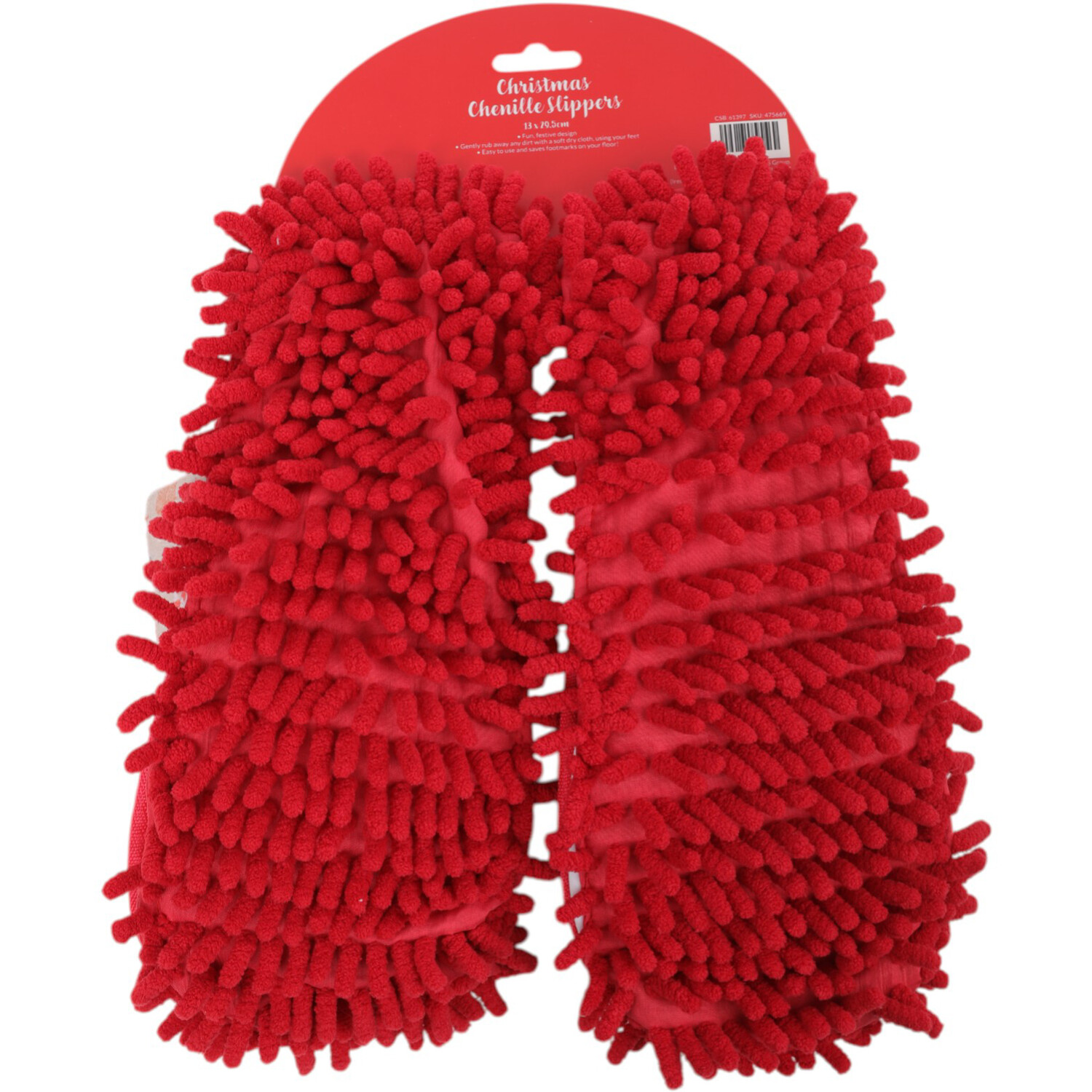 Cosy Christmas Chenille Slippers Red Image 3