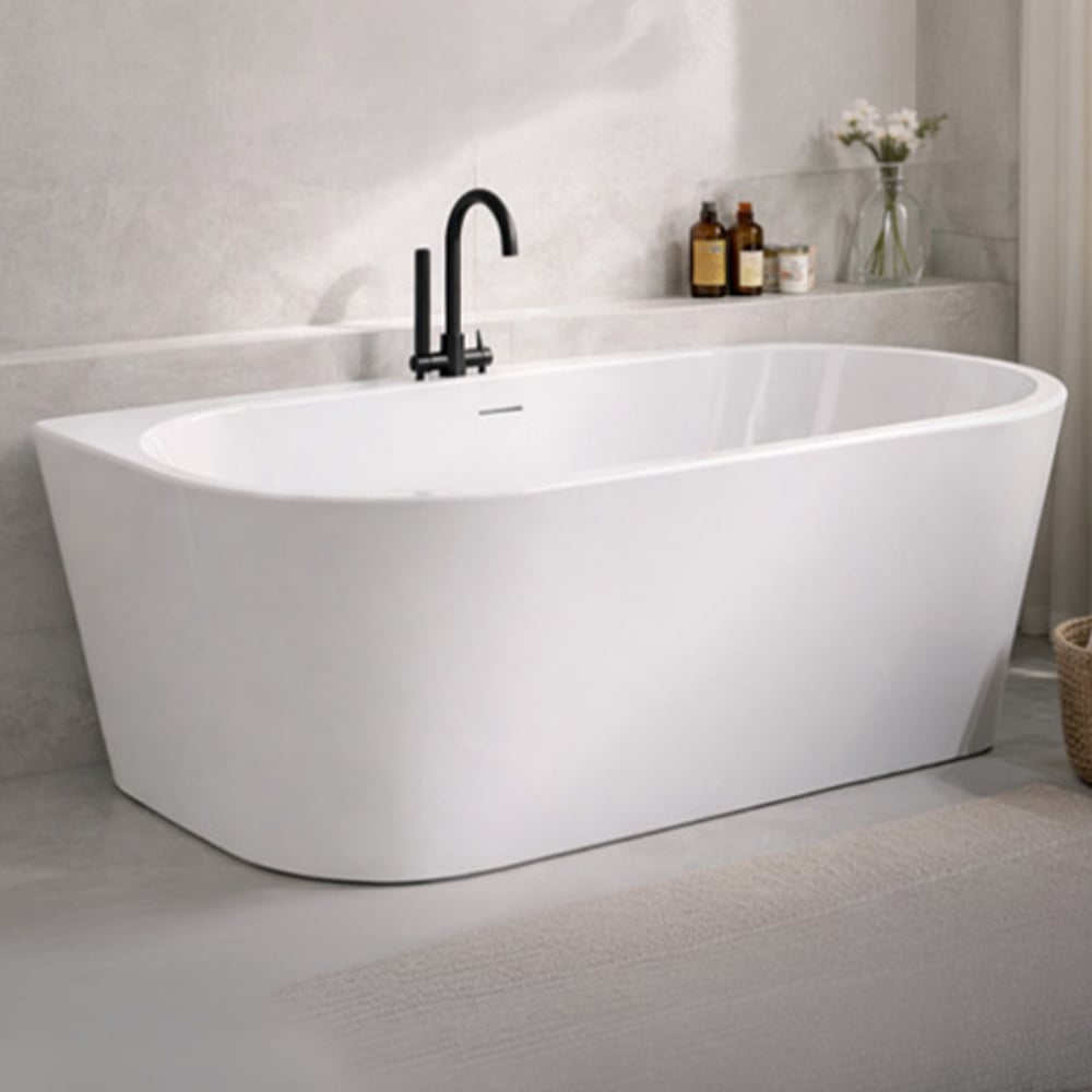Bathstore Corsica White Back to Wall Double Round End Freestanding Bath 1700 x 750mm Image 2