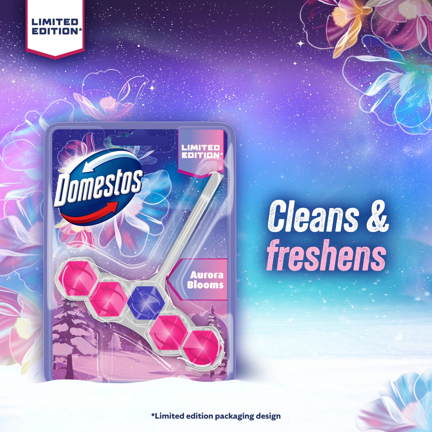Domestos Power 5 Rim Block Aurora Blooms Image 4