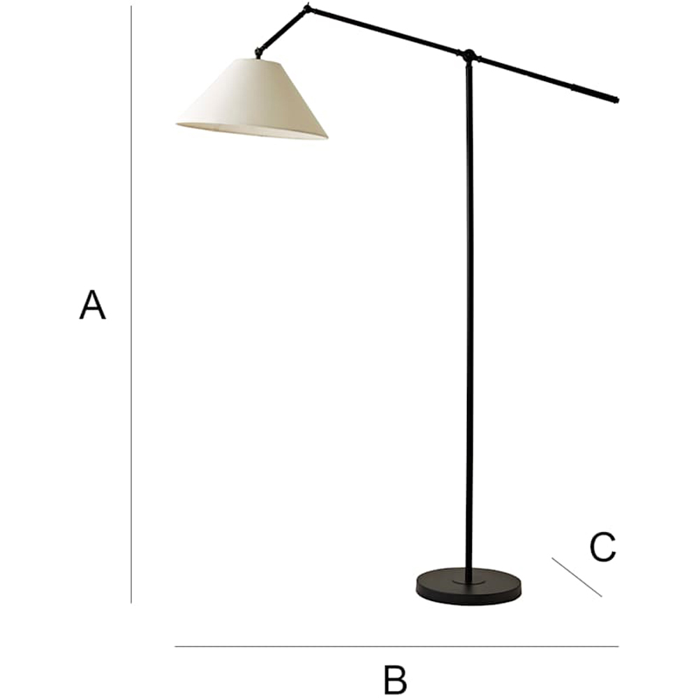 ValueLights Layla Black Adjustable Floor Lamp with Linen Shade and Bulb Image 7