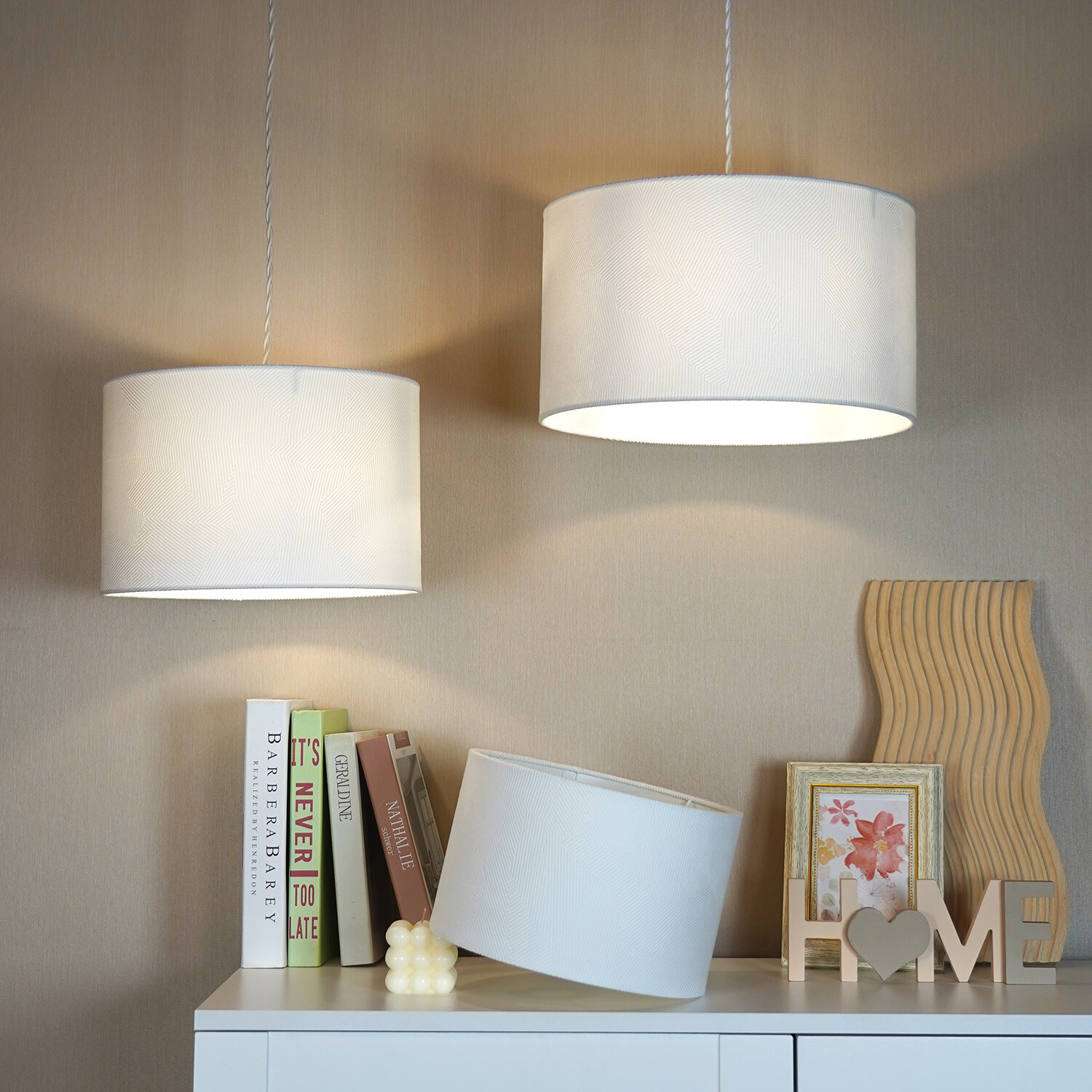 Geometric Drum Shade - White / 20cm / 300g Image 5