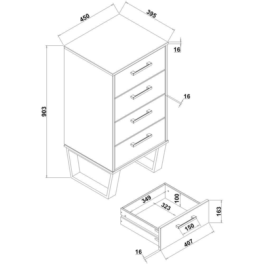 Core Products Texas 4 Drawer Antique Wax Pine Narrow Chest of Drawers Image 7