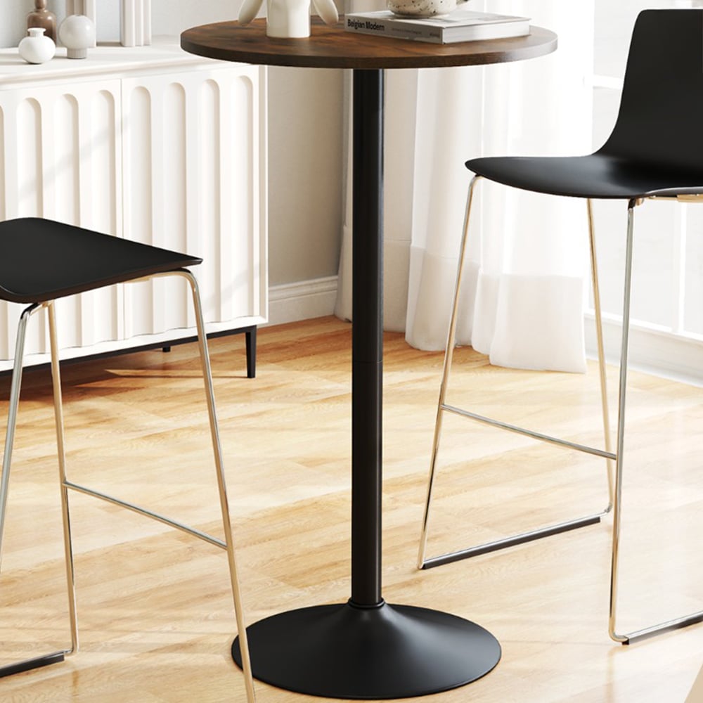 Costway Round Top Pub and Bar Table Rustic Brown Image 1