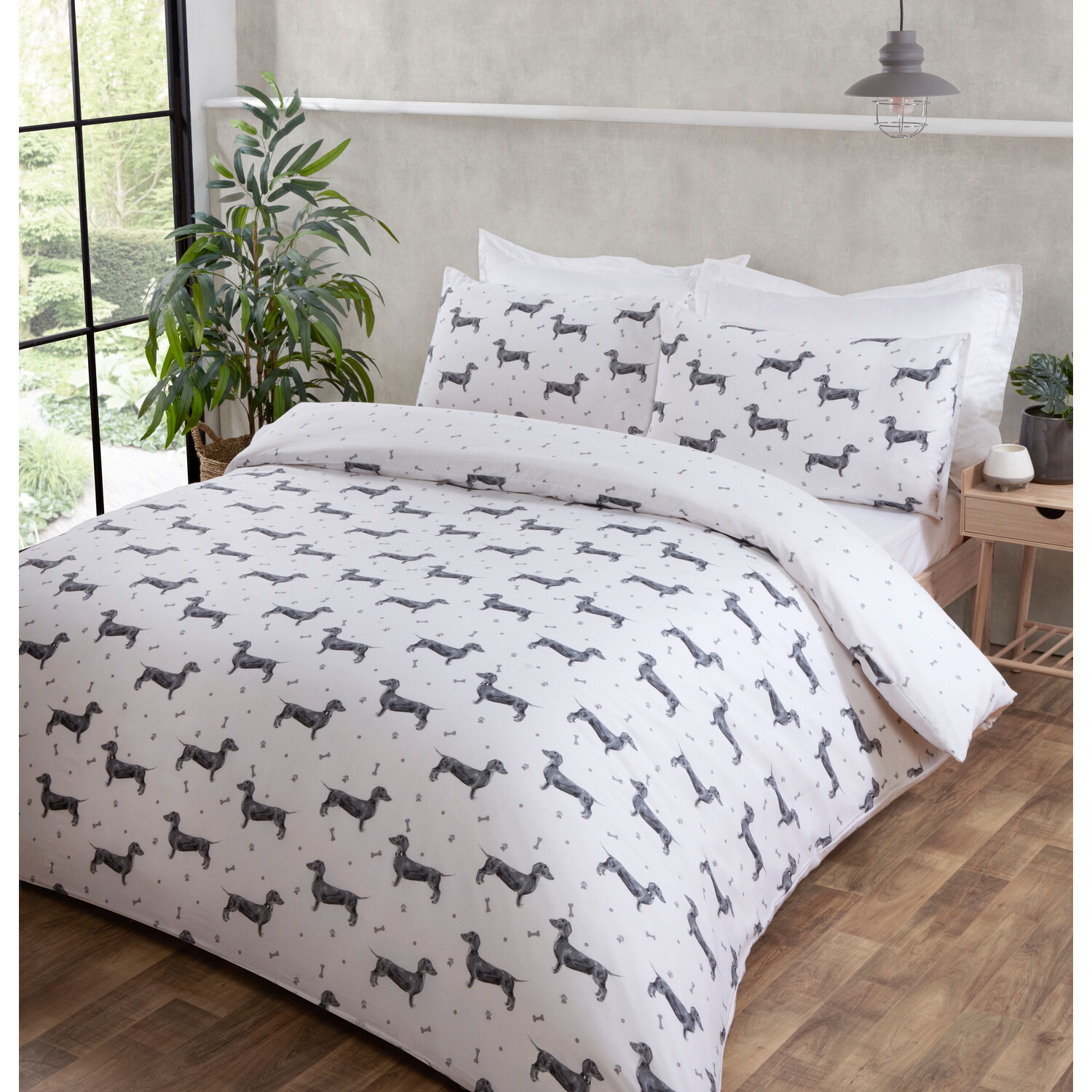 Divante Dexter The Dachshund Single Duvet Cover and Pillowcase Set Image 3