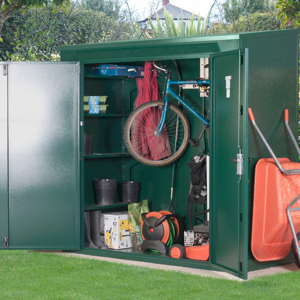 Asgard Trojan Plus 7 x 3ft Double Door Green Caravan Storage Shed Image 7