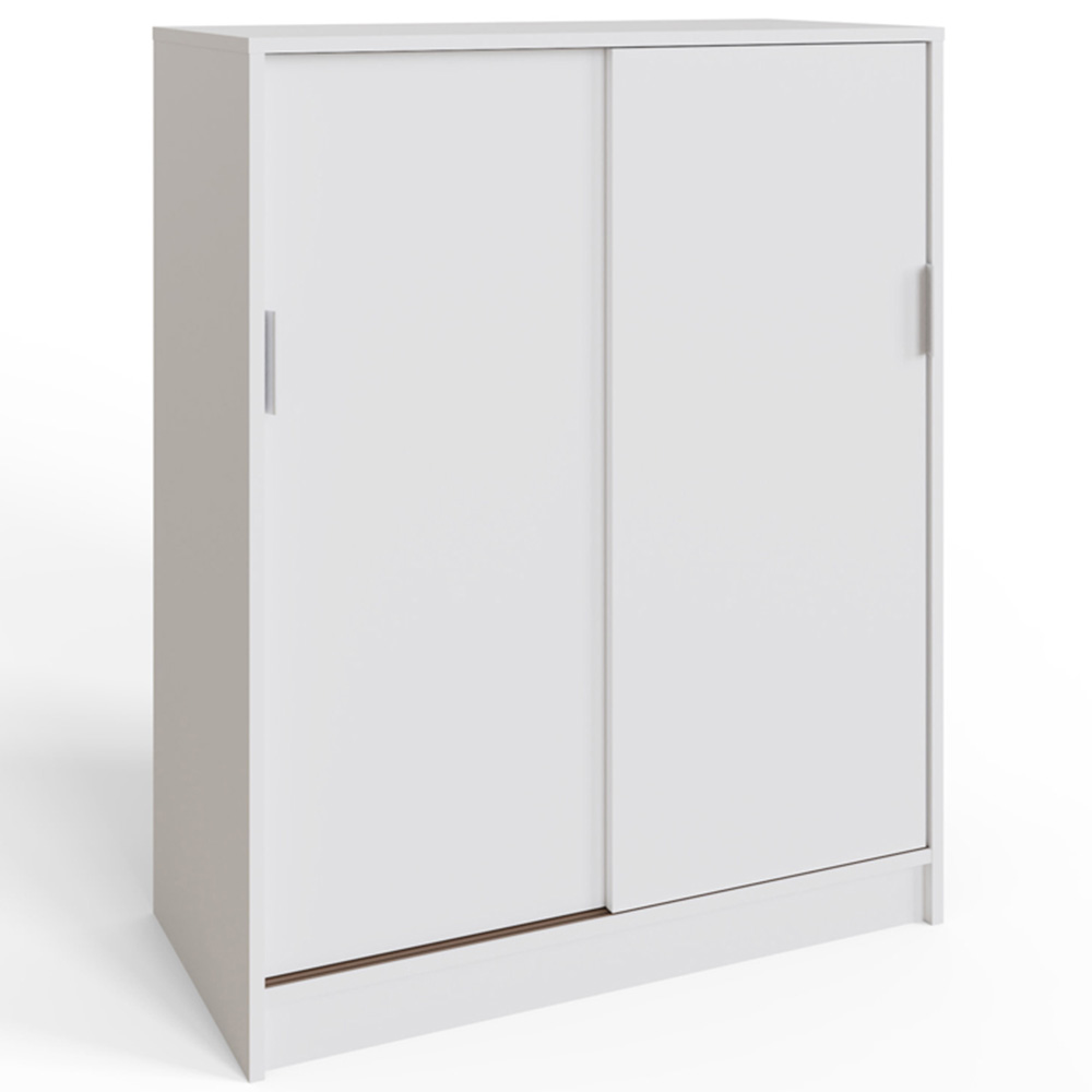 GFW Leighton 2 Sliding Door White Shoe Cabinet Image 2
