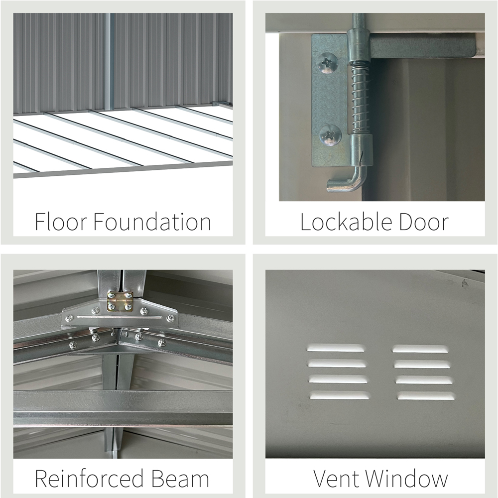 Outsunny 14x8ft Garden Storage Shed Grey Image 5