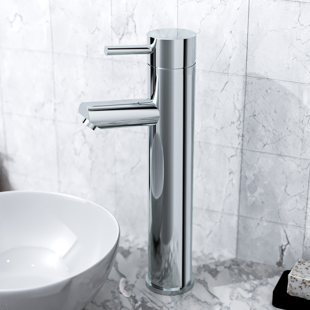 Nes Home Marc High Rise Basin Mono Mixer Tap with Waste Chrome Image 3