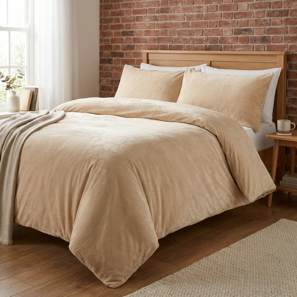 Selena Velvet Duvet Set Natural Superking Image 9
