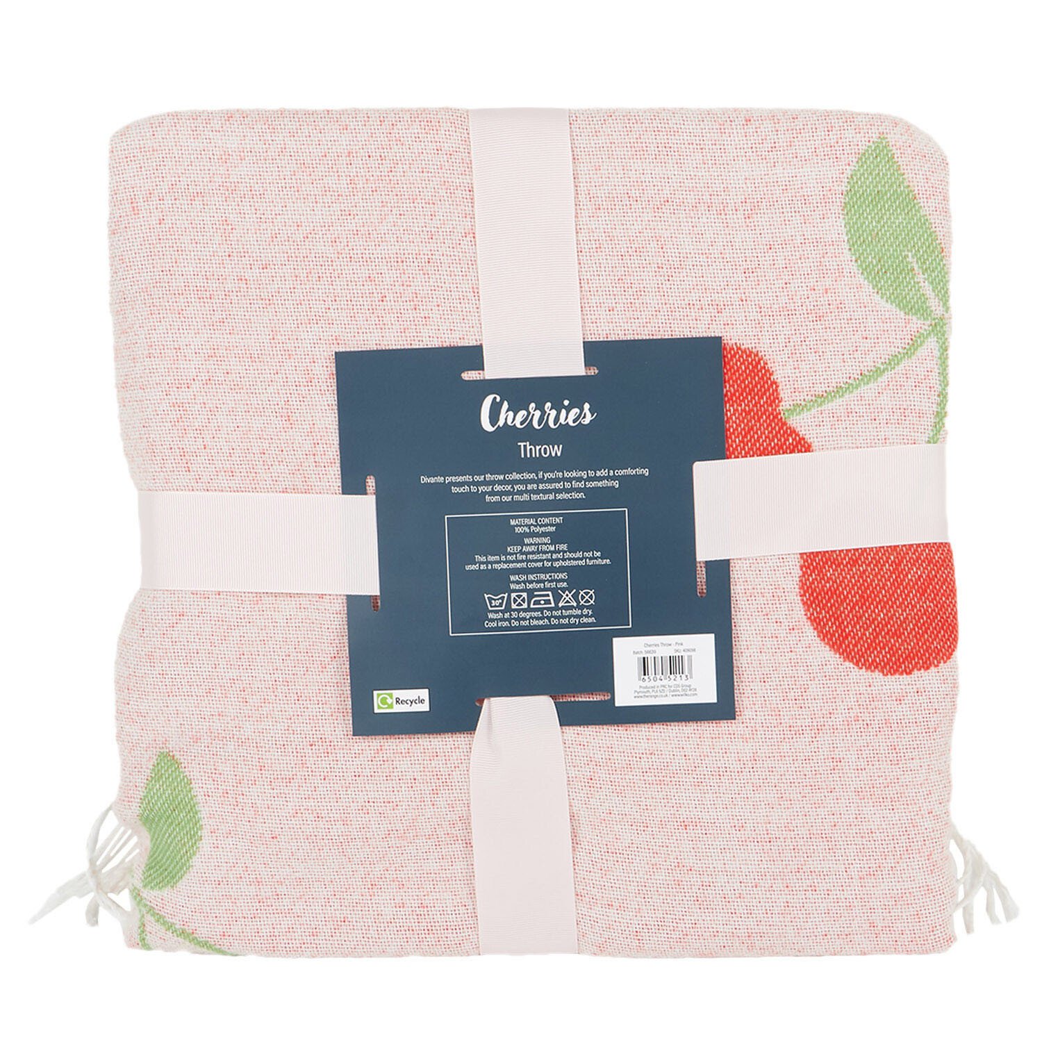 Cherries Jacquard Throw - Pink Image 2