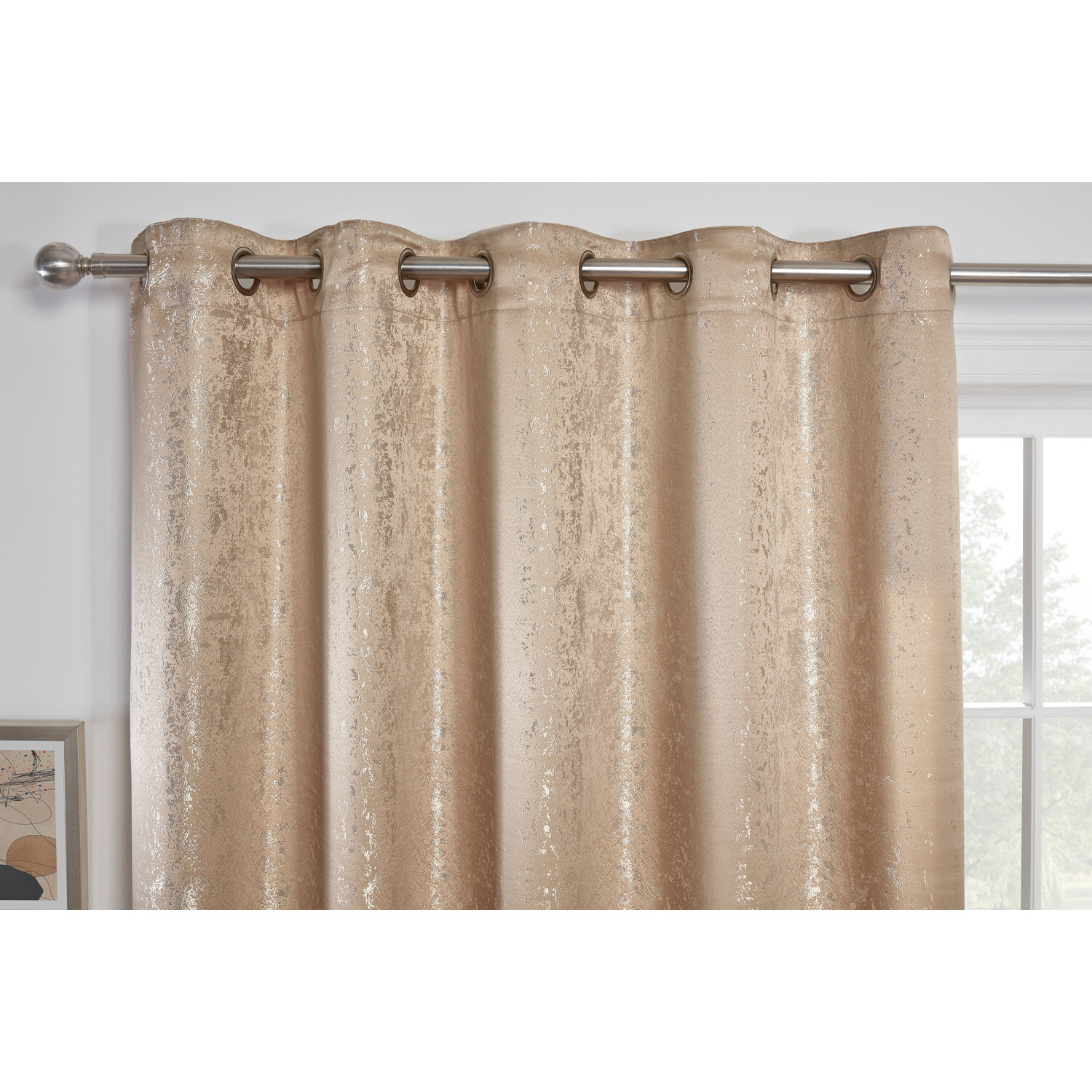 Divante Serene Champagne Jacquard Curtains 137 x 168cm Image 3