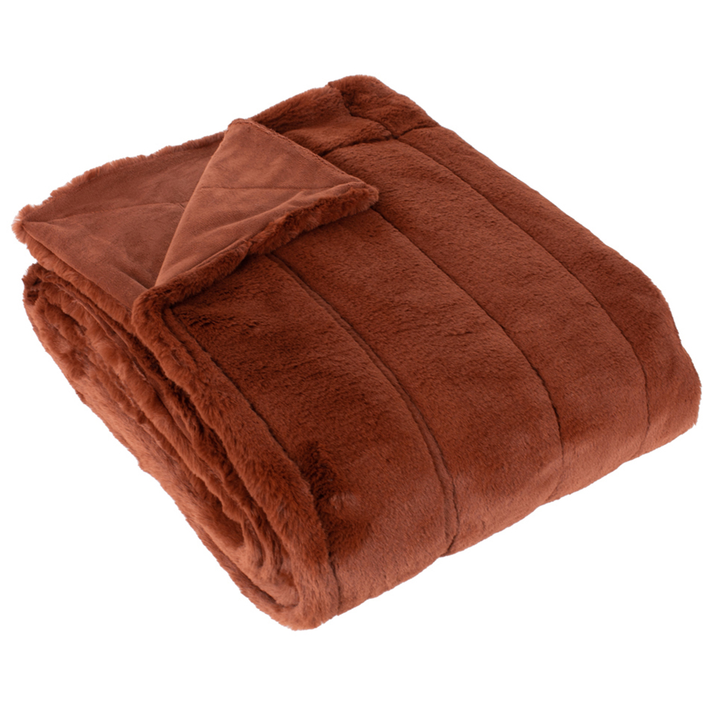 Paoletti Empress Rust Faux Fur Throw 130 x 180cm Image 1