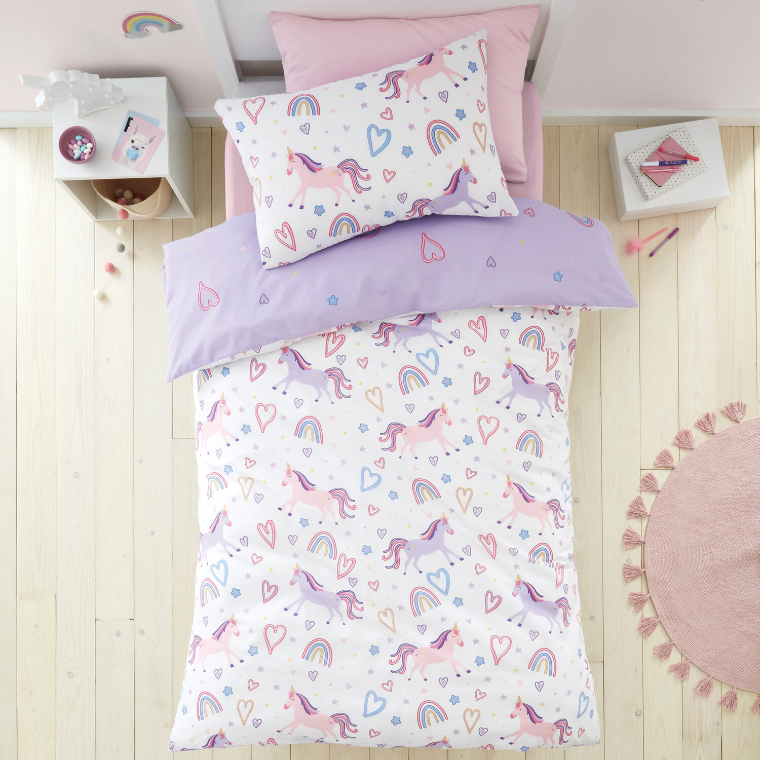 Rainbow Unicorn Purple Duvet Set - Purple Image 2