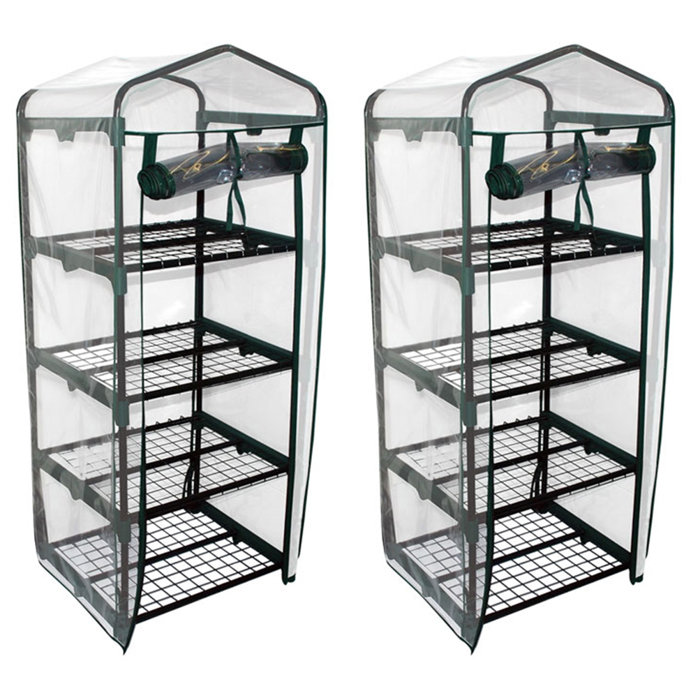 Samuel Alexander 4 Tier 2 x 2ft Mini Garden Greenhouse 2 Pack Image 1