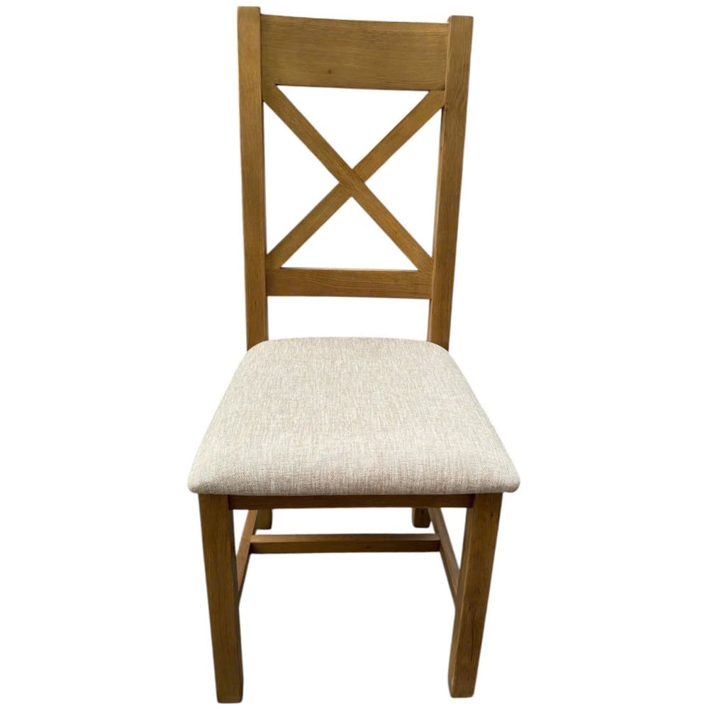 Home Source Copenhagen Beige Wool Solid Oak High Cross Back Dining Chair 2 Pack Image 3