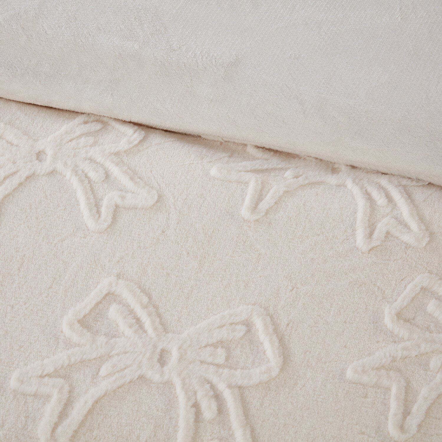 Bow Faux Fur Duvet Set Ivory Double Image 4