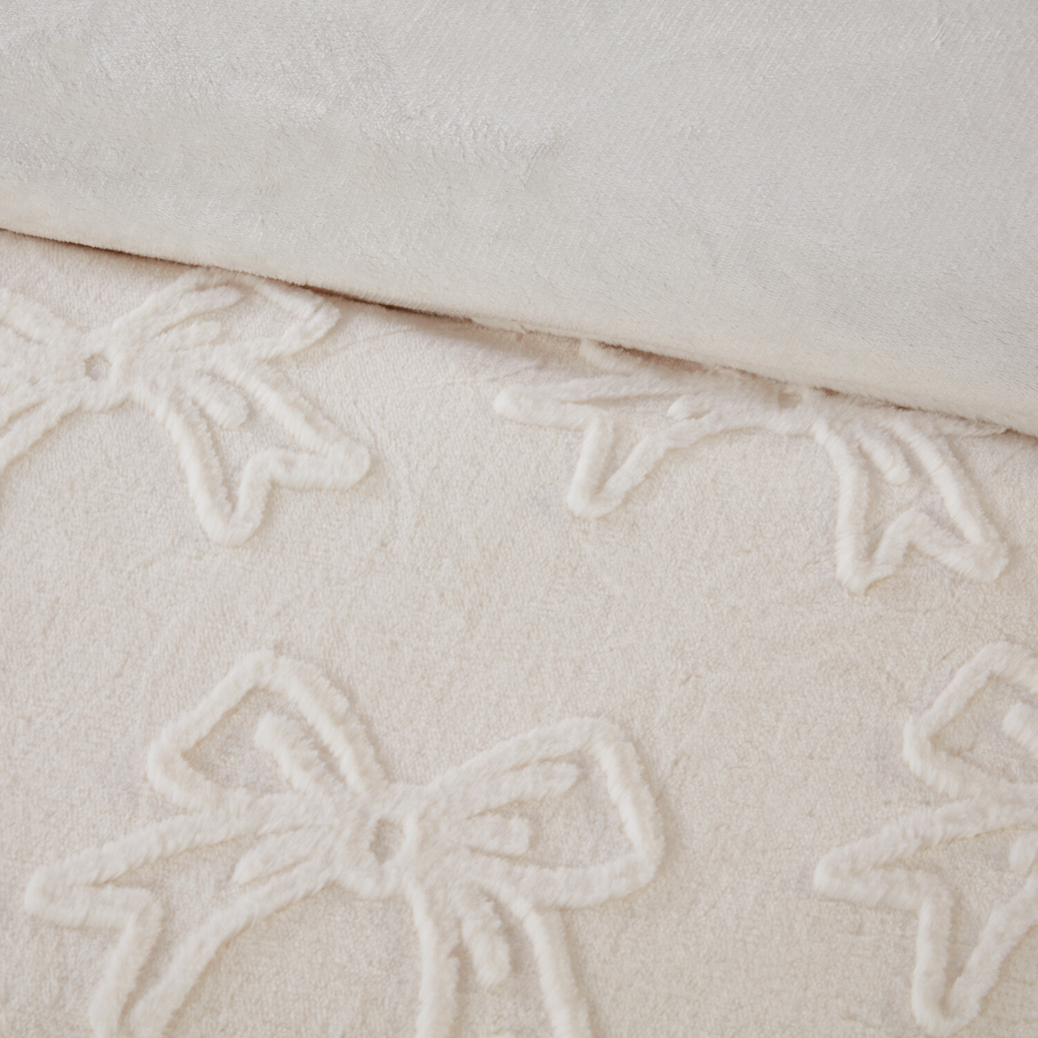 Bow Faux Fur Duvet Set Ivory Single Image 4