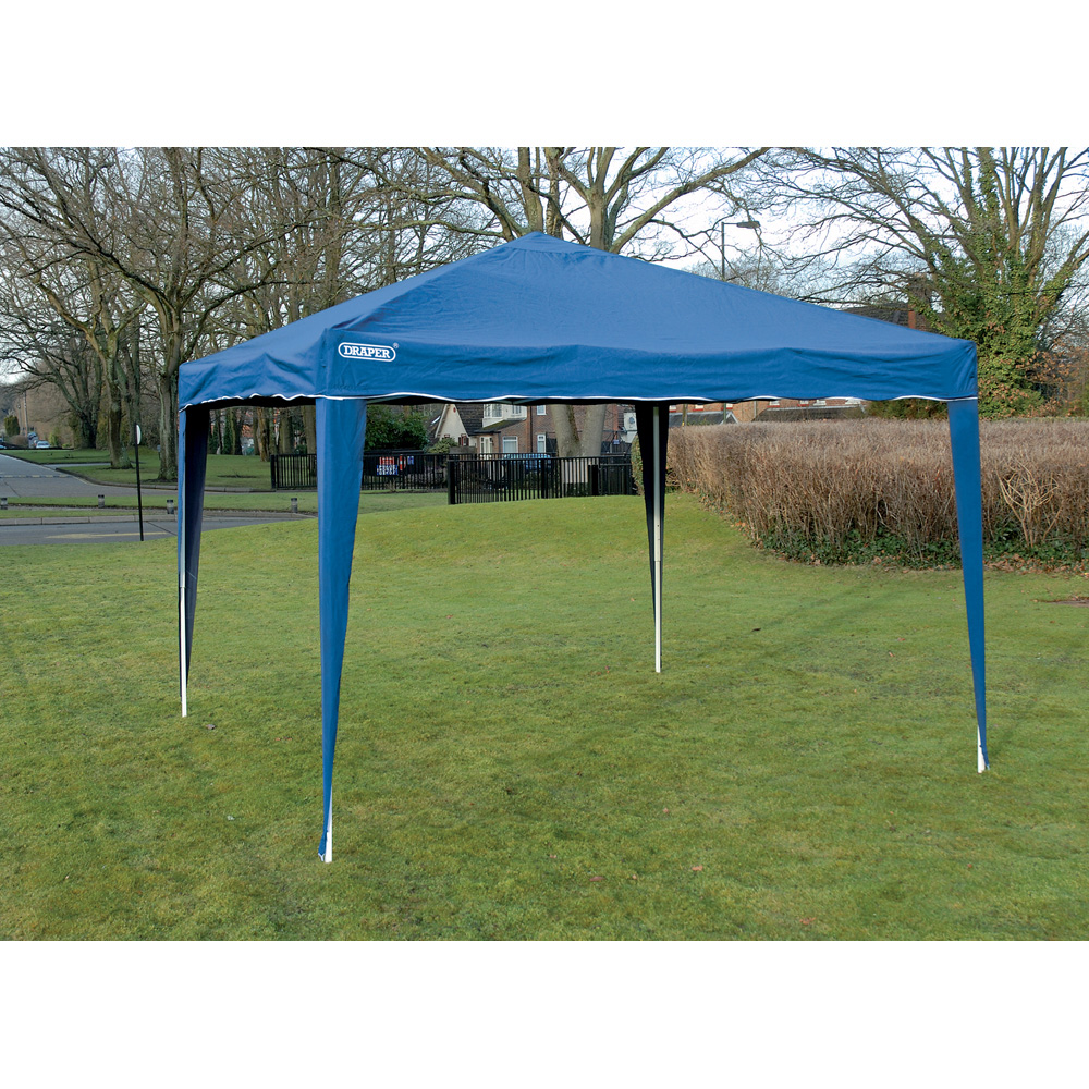 Draper 3 x 3m Blue Steel Foldable Concertina Gazebo Image 5