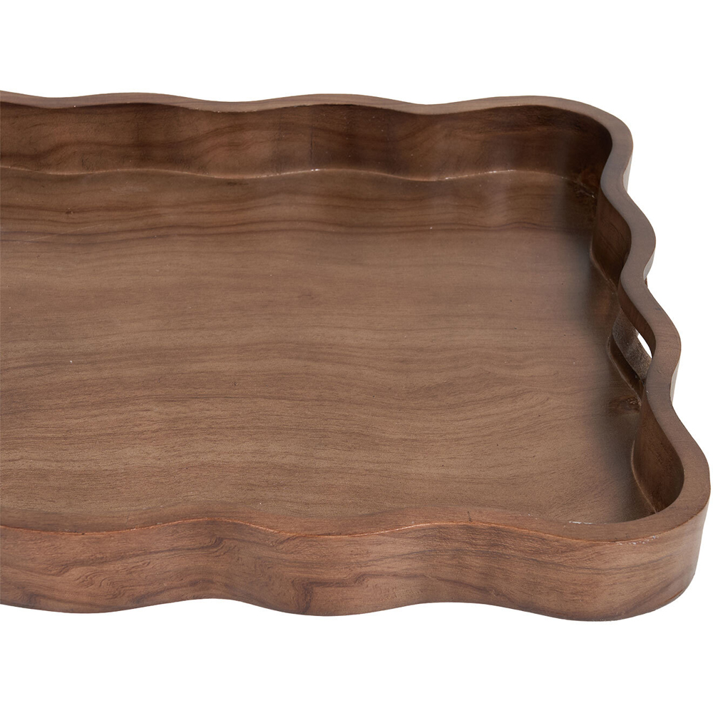 Walnut Effect Wavy Tray Brown Image 4