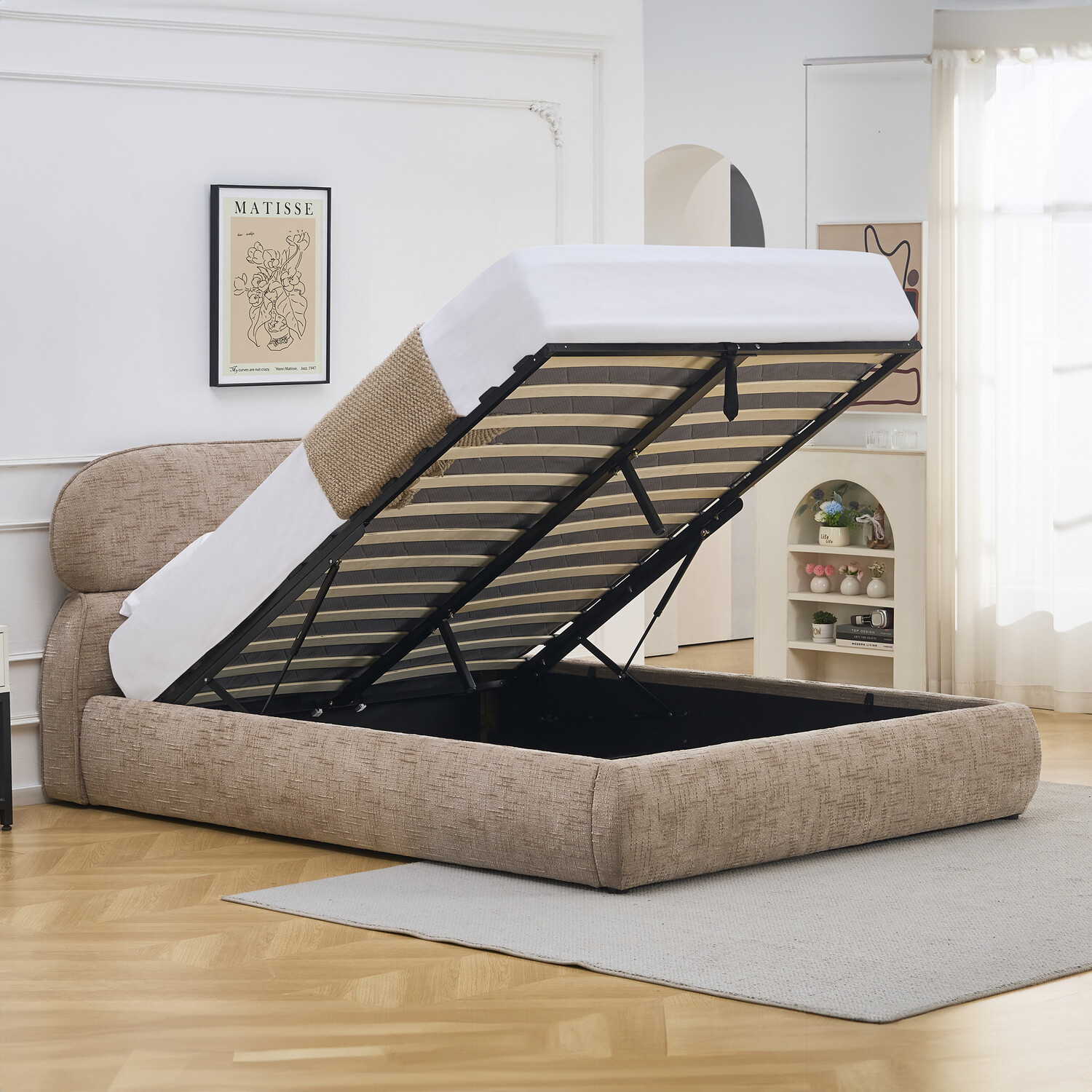 Rhea Ottoman Bed Brown Double Image 5